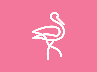 Flamingo animasi burung cantik flamingo hewan ikon logo pink vector