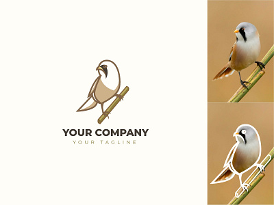 Bearded Reedling Bird Logo