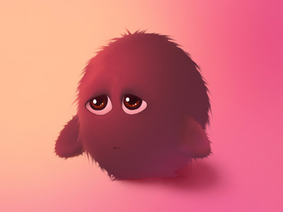 Furry monster cute digital painting furry intuos monster pink wacom