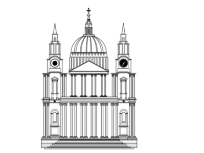 St Paul's Cathedral in London black and white church digital art illustration london
