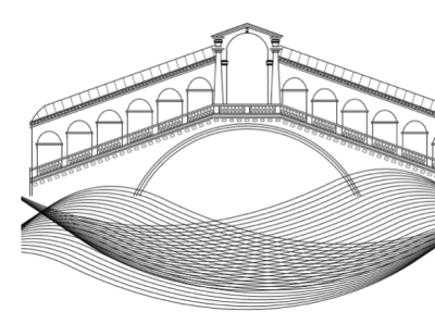 Rialto Bridge in Venice black and white building digital art illustration rialto bridge venice