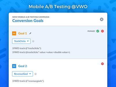 VWO's Mobile A/B Testing ab testing blue campaign conversion goals mobile revenue testing track vwo