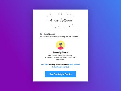 Email Templates for ShelfJoy 🙌 blue book books email follow follower gradient mail new purple shelfjoy template