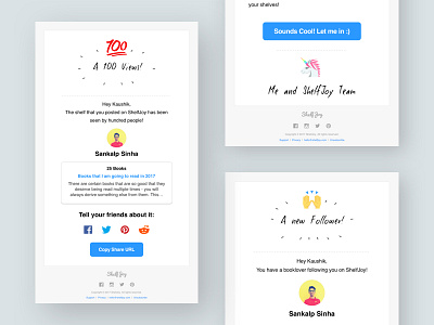 Emoji support for ShelfJoy Email Templates 😘 🙌 💐 book books email follow follower mail new newsletter newsletters shelfjoy template view