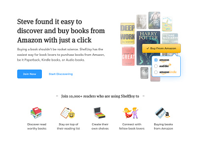 ShelfJoy's landing page based on JTBD framework - Part 4 4️⃣ 📚