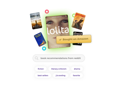 Semi-Flat illustrations for ShelfJoy 4 (JTBD centered) 📚 🕵️‍♀️ book books discover discovery find keywords popular read reading search shelves tags
