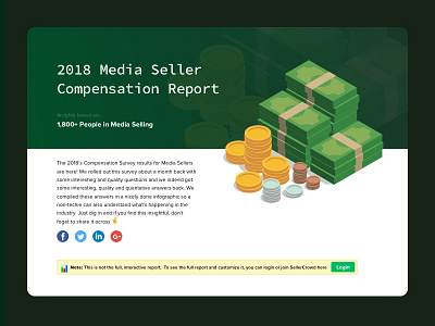 Landing page for Compensation report - SellerCrowd analytics analytics chart cash chart coin compensation illustraion income landing landing page money report