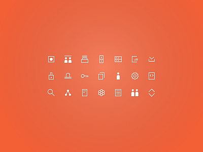 Icon Set enterprise icon orange sharp square technical