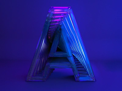 TYPE A 3d a c4d crystal design glass letter octane refraction render type typography