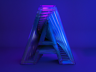 TYPE A 3d a c4d crystal design glass letter octane refraction render type typography
