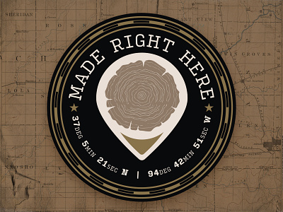 Made Right Here badge location logo wood working