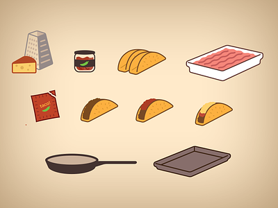 Turkey Taco Icons cooking food iconography icons infographics tacos