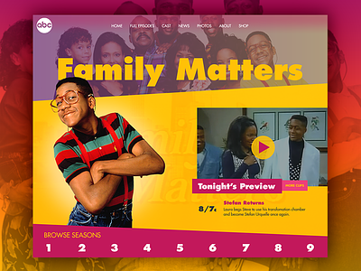 Day 2 - TV Show Landing Page 90s daily design challenge family matters landing page shows tv urkel web design