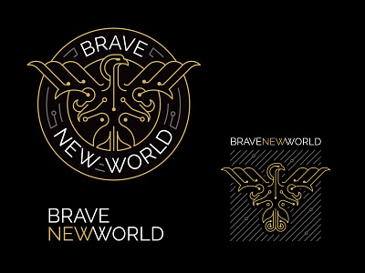 Brave New World art deco brand identity logo phoenix