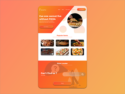 Pizza Website branding clean design elegant graphic design minimal mockup orange pizza website simple ui yellow