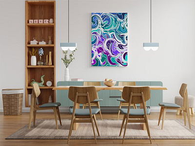 Blue & Purple Colors Mix Wall Design