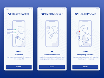 Onboarding for a pill reminder app app branding clean design flat illustration interface ios medical app medication medicine minimal mobile onboarding pill reminder app ui ux web