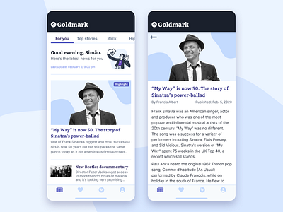 News feed for mobile app branding clean design flat interface ios minimal mobile music news news app news feed newsfeed simple typography ui ux web
