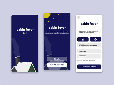 Cabin Fever - Daily UI 001 (Sign Up Flow) app design illustration ui