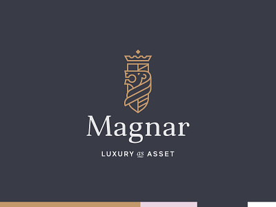 Magnar gold lion logo shield singleline