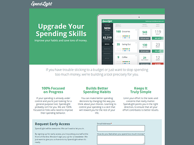 Teaser Page budgeting early access landing page money personal finance