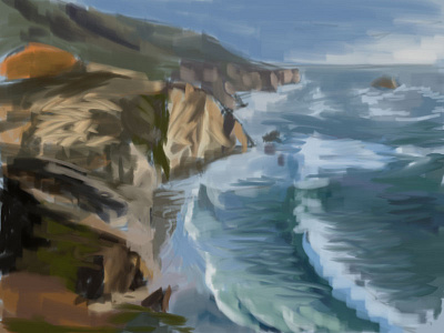 Coastal digital painting landscape