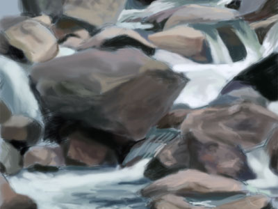 Water Rocks digital painting landscape rocks water