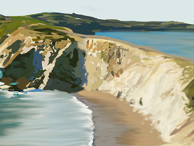 Point Reyes digital painting landscape rocks water