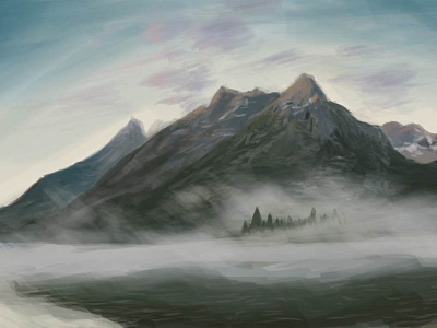 Grey Peaks digital painting practice wip