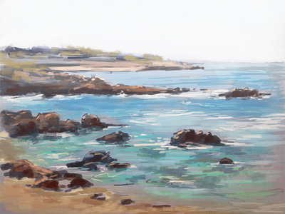 Another Rocky Coast digital painting landscape pacific grove