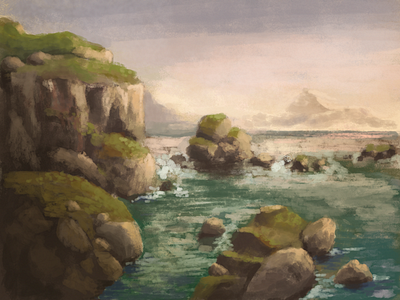 Not Real coastal digital painting landscape practice