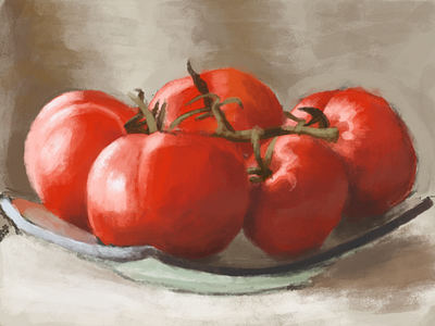 Fruita digital painting still life tomato