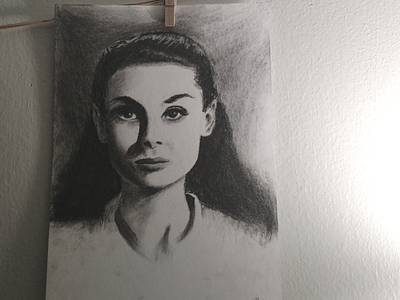 Audrey charcoal portrait sketch traditional media