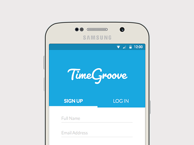 TimeGroove Mobile Mockup android design log in material design mobile mockup responsive s6 samsung sign up ui
