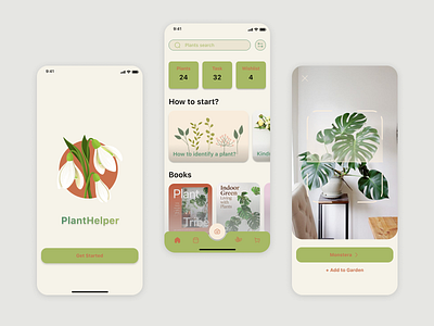 PlantHelper app design logo ui ux