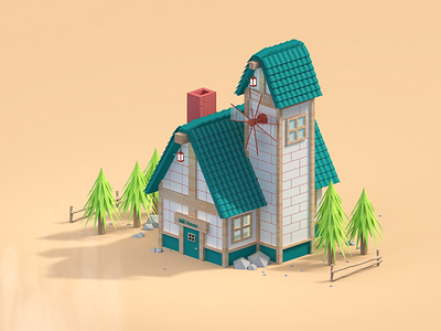 Mill Home 3d 3d animation 3d model 3d modeling animation building design home mill modelling tree