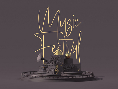 Music Festival 3d animation cinema design festival poster illustration minimal minimal poster music poster rate typography vector