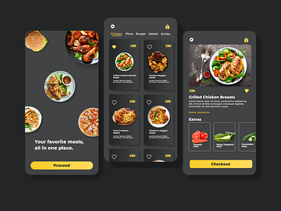 Mobile Food Delivery App (Black Menu | Dark Mode)