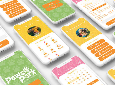 Doggie Daycare App UI Design Mockup app branding design graphic design icon logo mockup ui vector