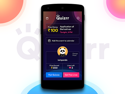 Quizrr - Live Educational Quiz App android app education game live quiz app study ui