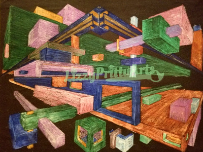 All Boxed In black blue box boxes colored pencil colored pencils drawing drawings green orange pencil pencils purple red white yellow