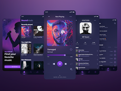 Music Player App - RoundMusic app apple design figma ios mobile music player ui ui design user interface ux ux desing