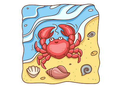 Cartoon illustration beach crab eye