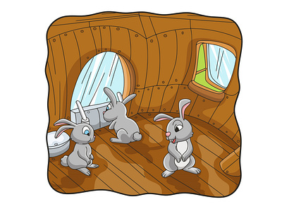 Cartoon illustration the rabbit is in the house comic