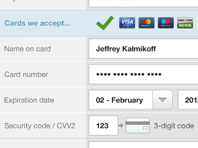 Credit card form