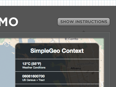 Show Instructions context demo product page simplegeo