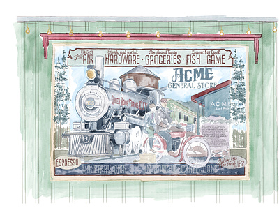 Acme Mural Design illustration sketch watercolor