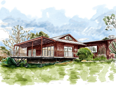 Sketch Cabin House design illustration sketch watercolor