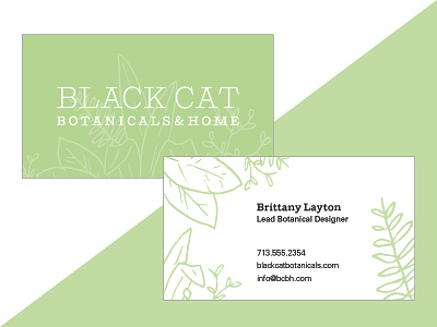 Black Cat Botanicals & Home Business Cards botany branding business cards letterpress plants