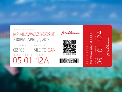 Maldivian.aero Boarding pass Front boarding design maldives maldivian paradise pass ticket